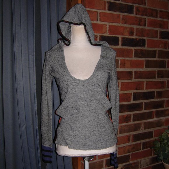 Free people hooded wool blend angora top M - Picture 2 of 7